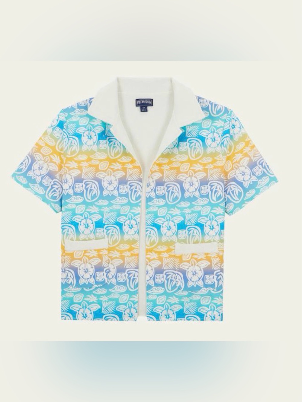 🔥 $115 Vilebrequin Boys Tahiti Turtle Print Open Front Shirt 🔥